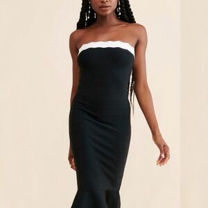 Elegant Black and White Strapless Dress